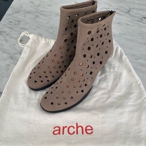 Arche Women's Perforated Brown Neutral Ankle Booties